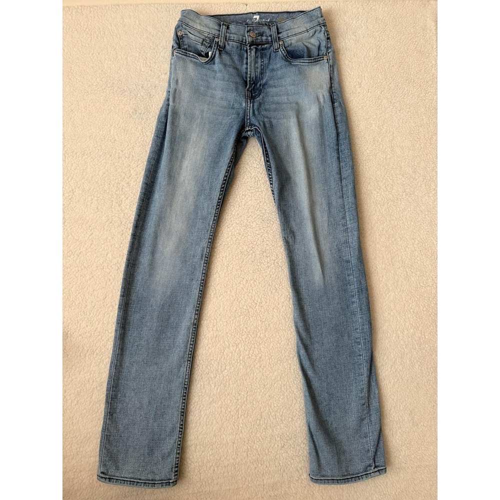 7 For All Mankind Slimmy Jeans Mens 28x33 Blue Slim Straight Stretch Denim Pants